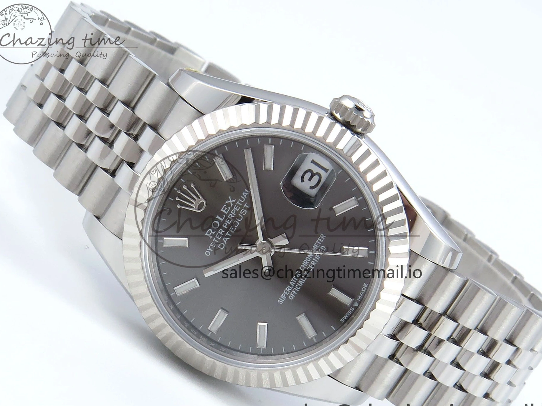 0104 Elegant DateJust 31 278274 ARF 1:1 Best Edition 904L Steel Gray Dial Stick Marker on SS Jubilee Bracelet ETA 545